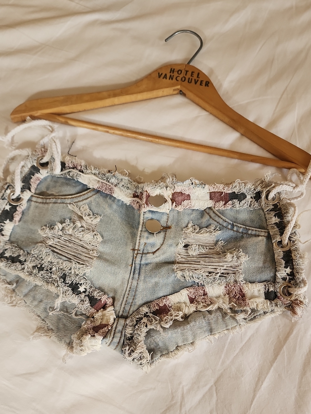 Flag Cut Off Jean Shorts Or Cover Up.